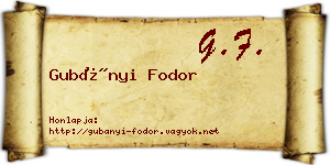 Gubányi Fodor névjegykártya
